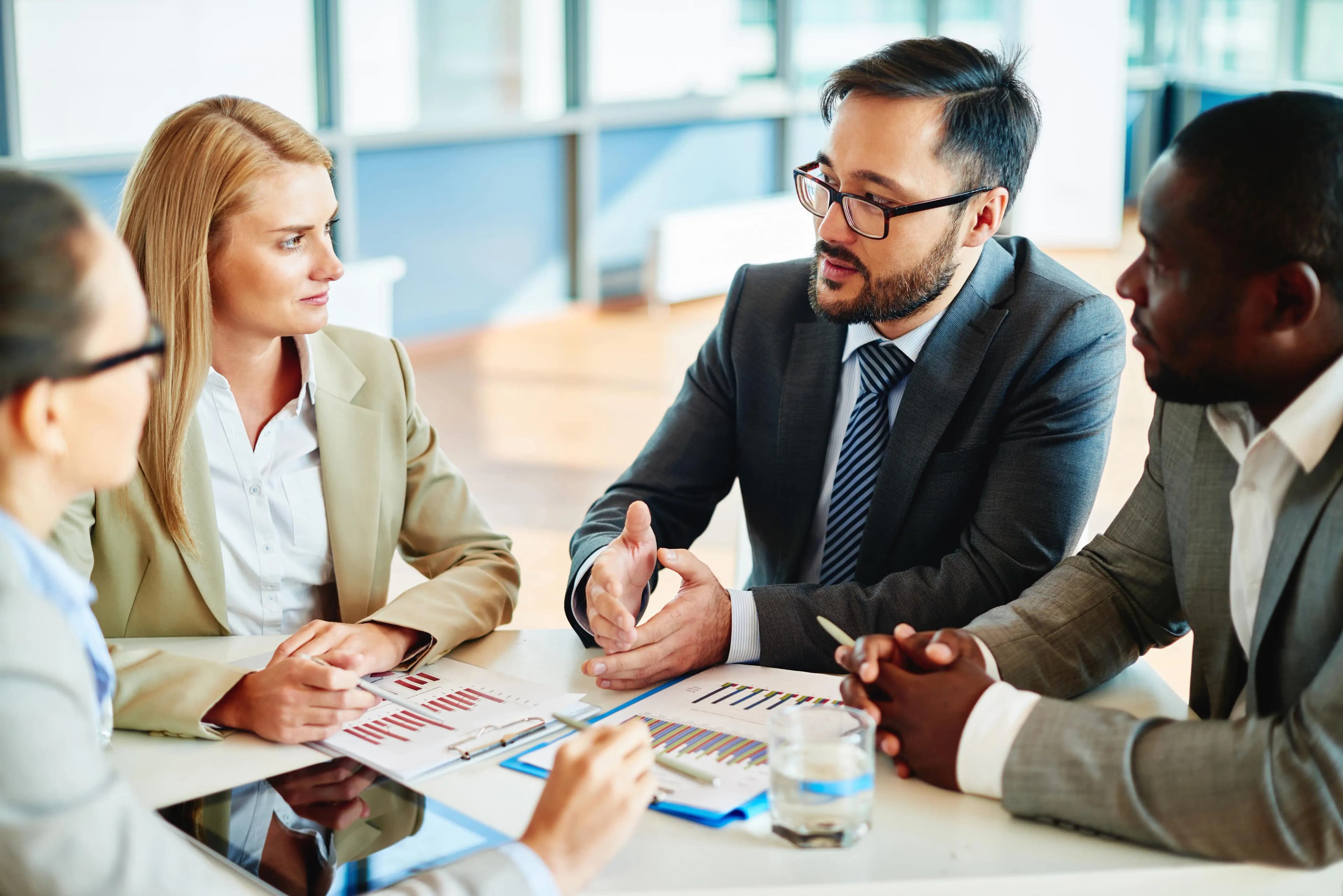 Senior leaders in a high-stakes meeting